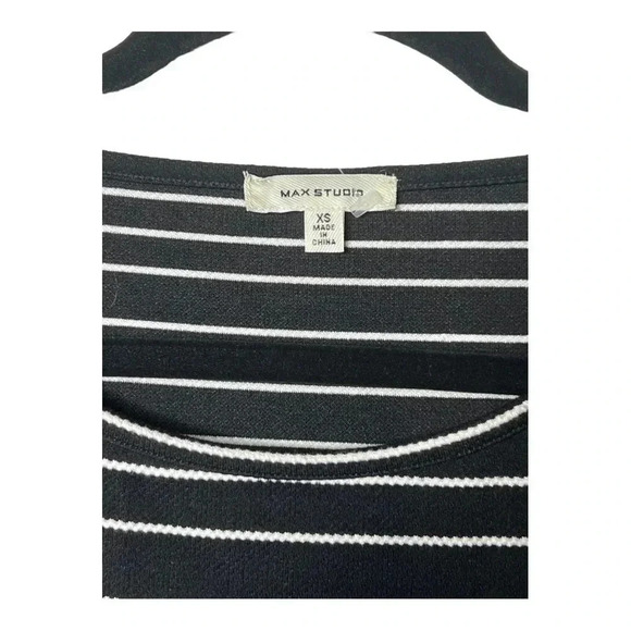 1313. MAX STUDIO BELL HALF SLEEVE SHIFT DRESS STRIPES BLACK/WHITE IN COLOR XSM - Picture 6 of 10